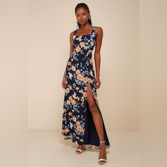 LULU’S REMARKABLE ARRIVAL FLORAL SLEEVELESS MAXI DRESS - Picture 1 of 15